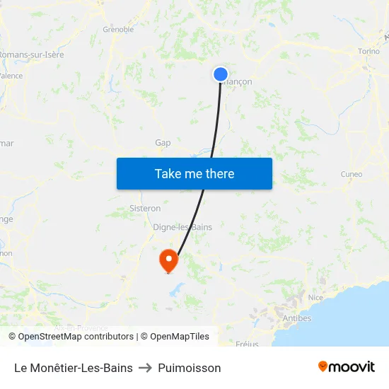 Le Monêtier-Les-Bains to Puimoisson map