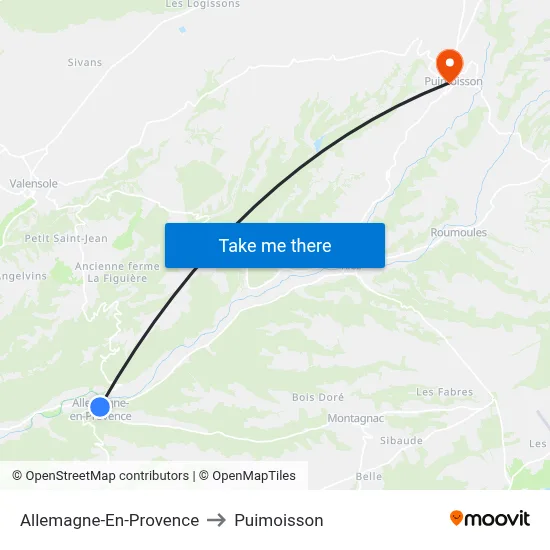 Allemagne-En-Provence to Puimoisson map