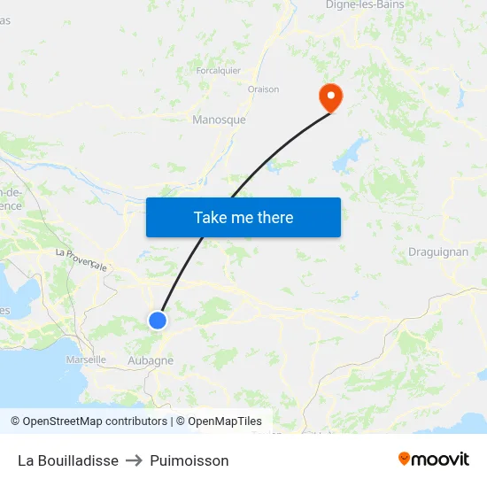 La Bouilladisse to Puimoisson map