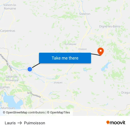 Lauris to Puimoisson map