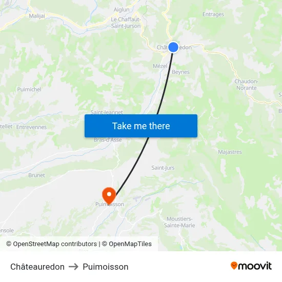 Châteauredon to Puimoisson map