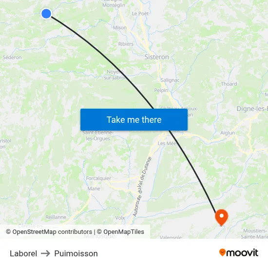 Laborel to Puimoisson map