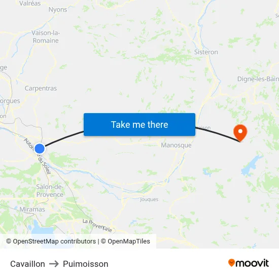 Cavaillon to Puimoisson map