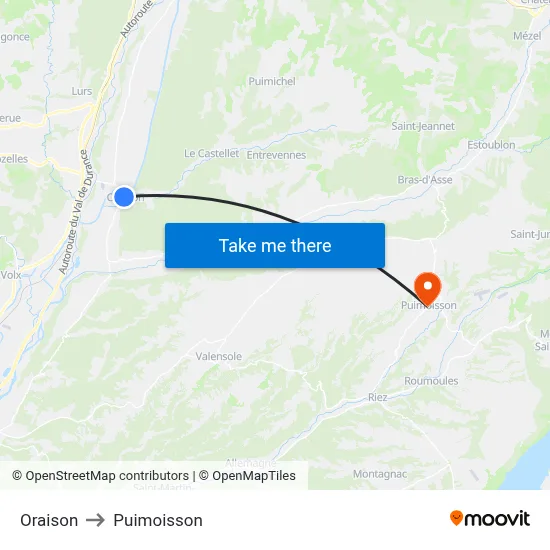 Oraison to Puimoisson map
