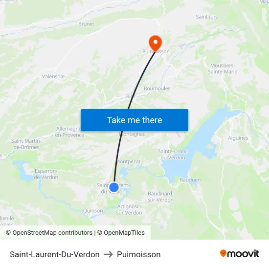 Saint-Laurent-Du-Verdon to Puimoisson map