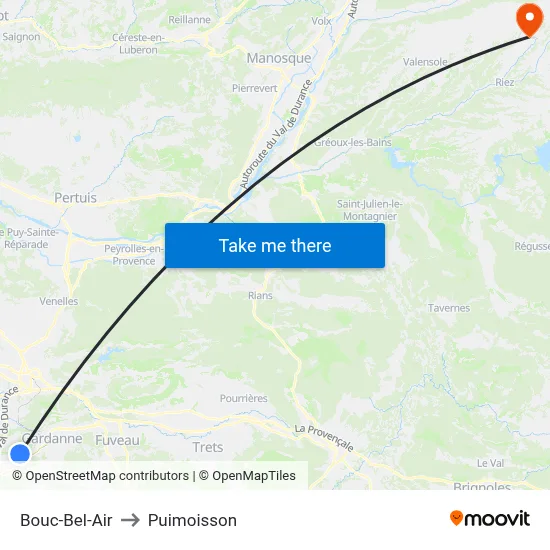 Bouc-Bel-Air to Puimoisson map