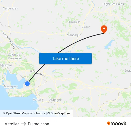 Vitrolles to Puimoisson map
