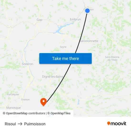 Risoul to Puimoisson map