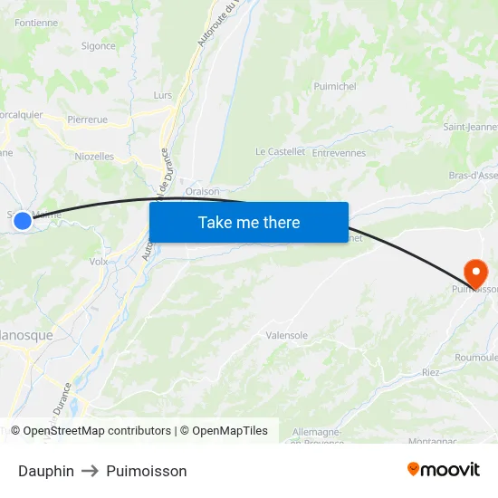 Dauphin to Puimoisson map