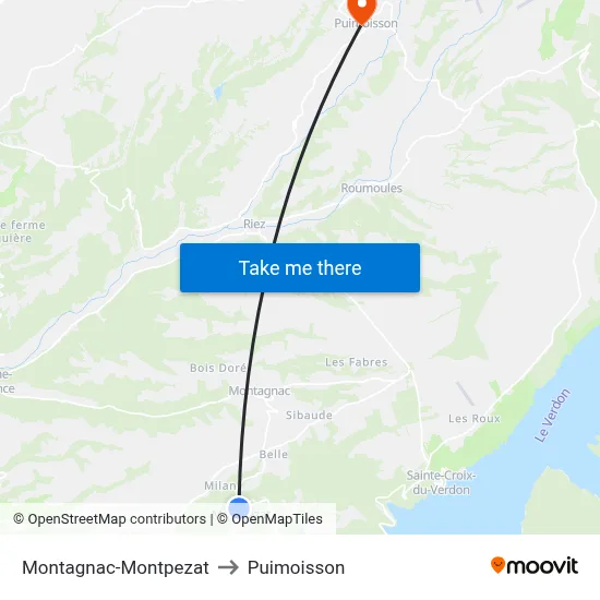 Montagnac-Montpezat to Puimoisson map