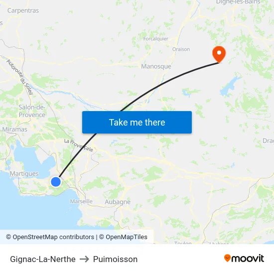 Gignac-La-Nerthe to Puimoisson map