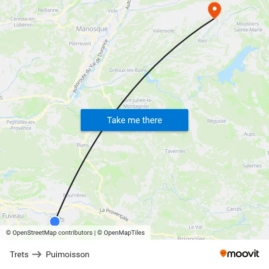 Trets to Puimoisson map