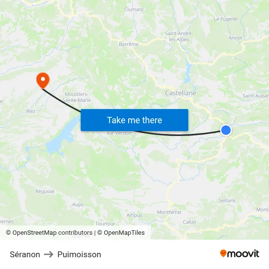 Séranon to Puimoisson map