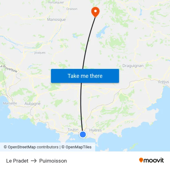Le Pradet to Puimoisson map