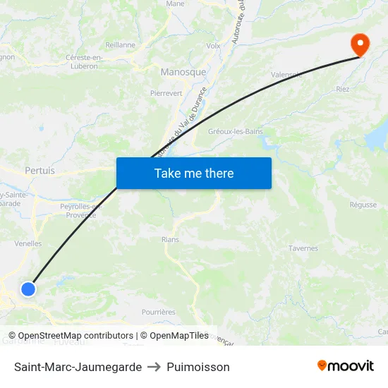 Saint-Marc-Jaumegarde to Puimoisson map
