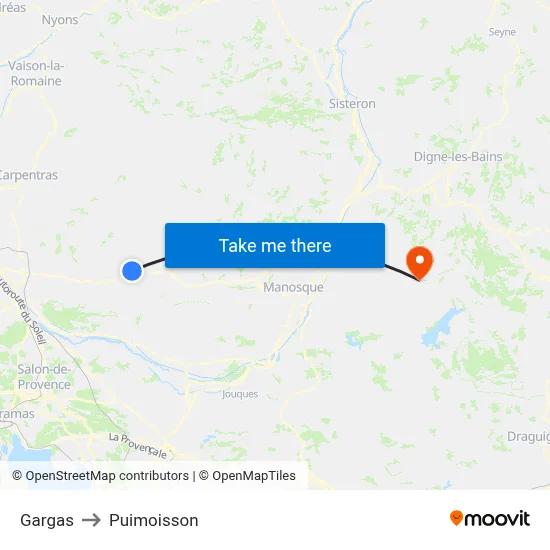 Gargas to Puimoisson map