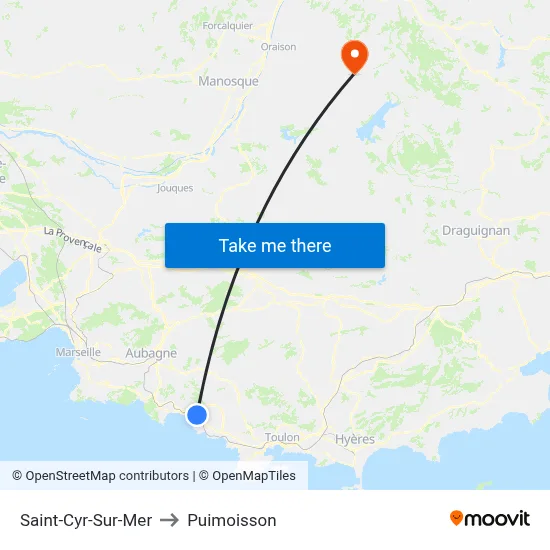 Saint-Cyr-Sur-Mer to Puimoisson map