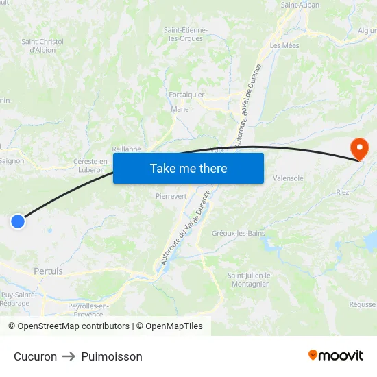 Cucuron to Puimoisson map