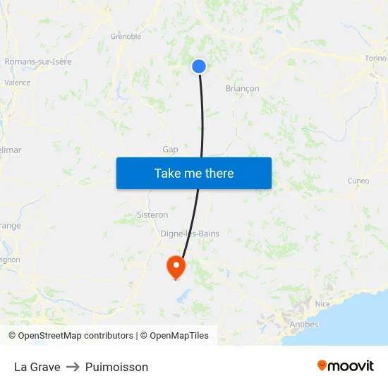 La Grave to Puimoisson map