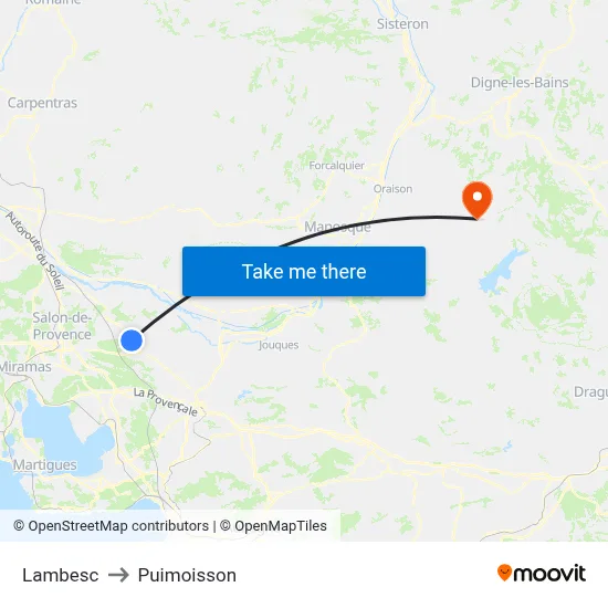 Lambesc to Puimoisson map