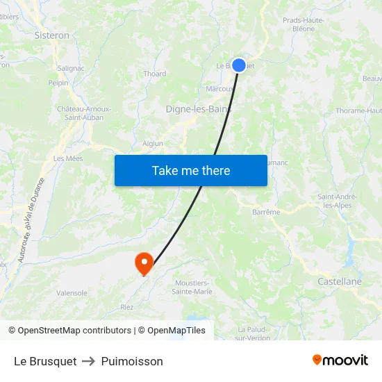 Le Brusquet to Puimoisson map