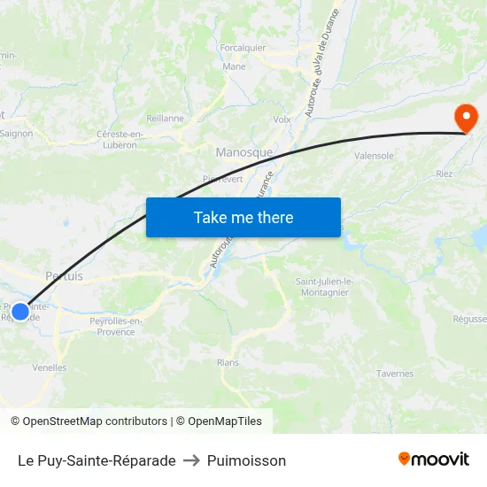 Le Puy-Sainte-Réparade to Puimoisson map
