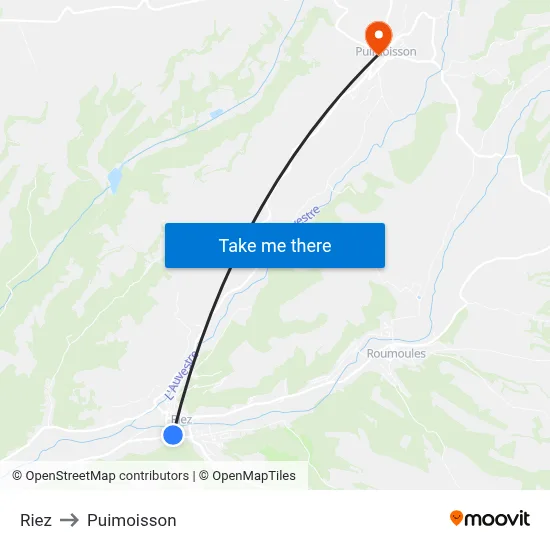 Riez to Puimoisson map