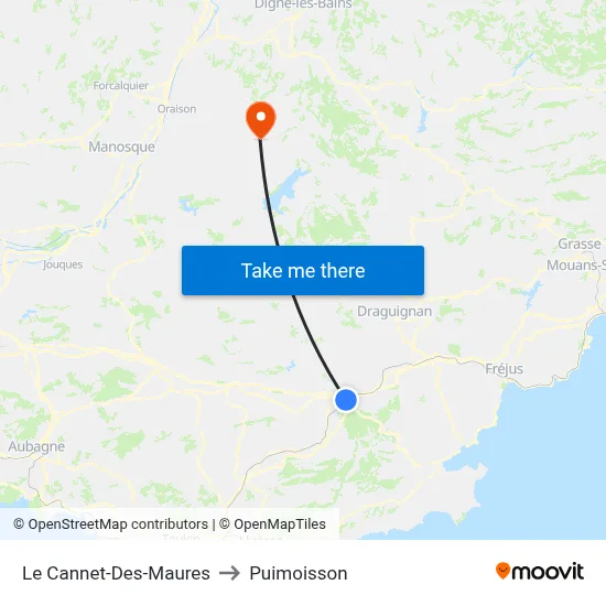 Le Cannet-Des-Maures to Puimoisson map
