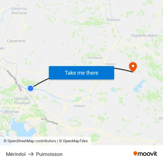 Mérindol to Puimoisson map
