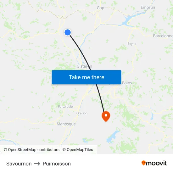Savournon to Puimoisson map