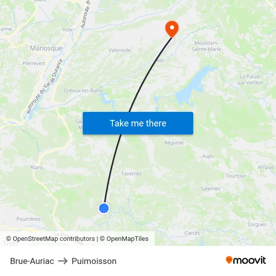 Brue-Auriac to Puimoisson map