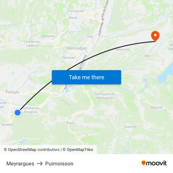 Meyrargues to Puimoisson map