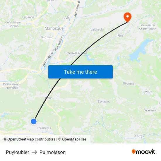 Puyloubier to Puimoisson map