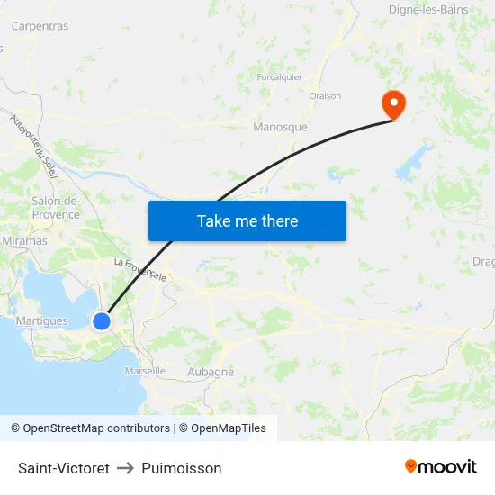 Saint-Victoret to Puimoisson map