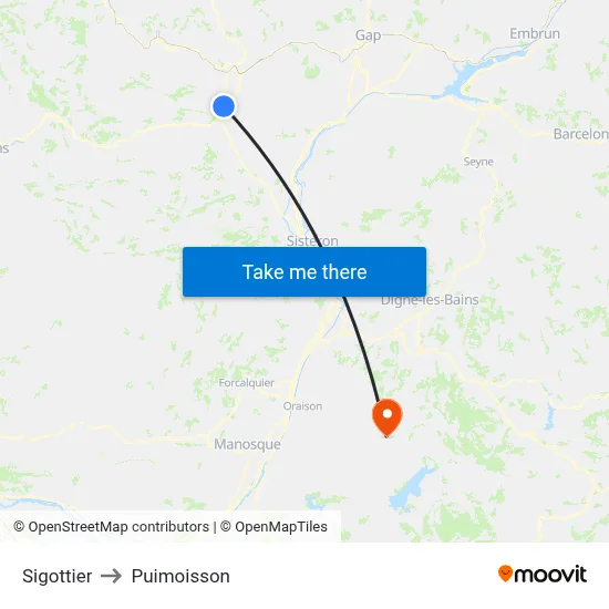 Sigottier to Puimoisson map