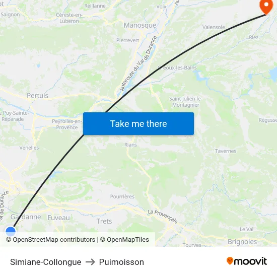 Simiane-Collongue to Puimoisson map