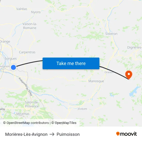 Morières-Lès-Avignon to Puimoisson map