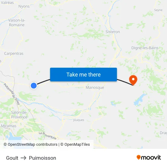 Goult to Puimoisson map