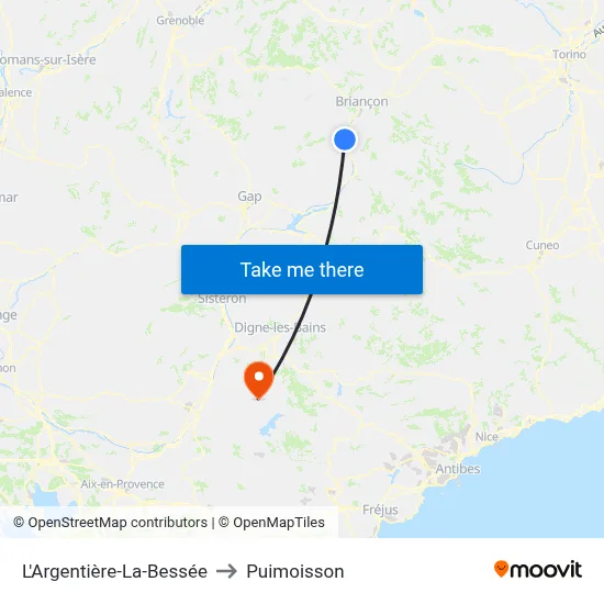 L'Argentière-La-Bessée to Puimoisson map