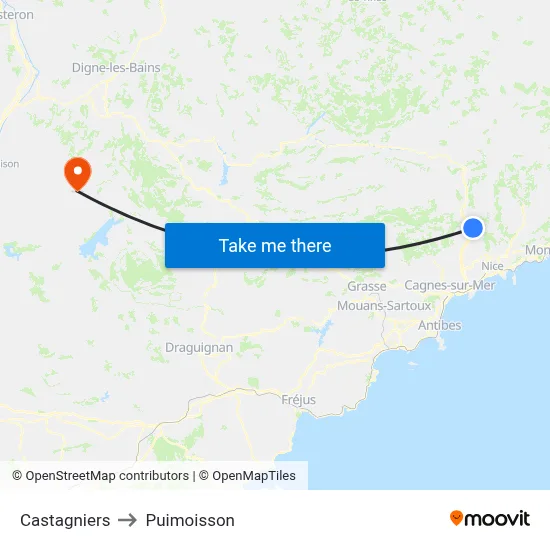Castagniers to Puimoisson map