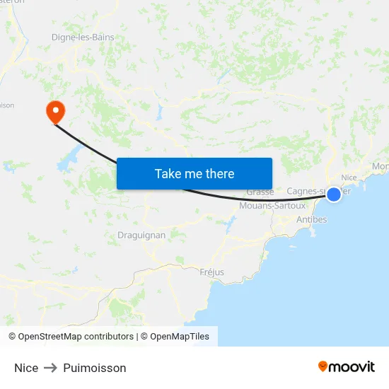 Nice to Puimoisson map
