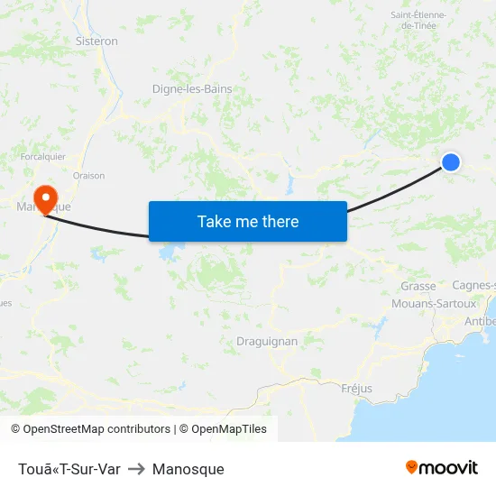 Touã«T-Sur-Var to Manosque map