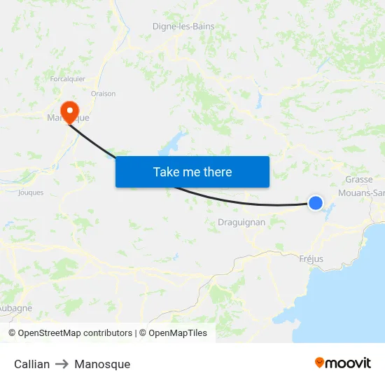 Callian to Manosque map