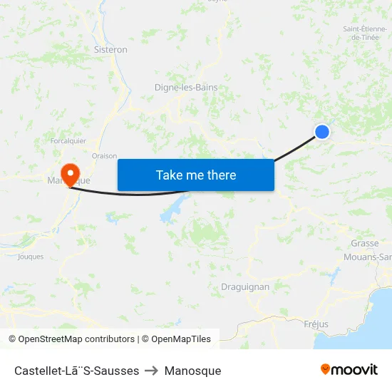 Castellet-Lã¨S-Sausses to Manosque map