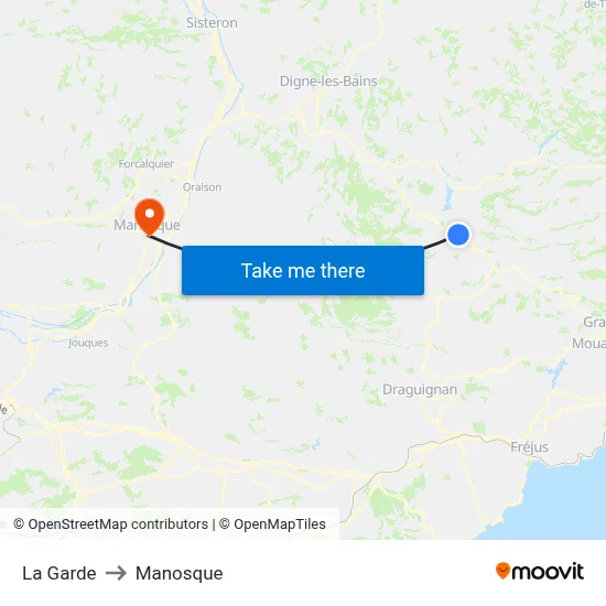 La Garde to Manosque map