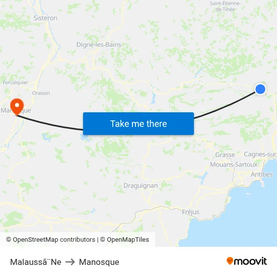 Malaussã¨Ne to Manosque map