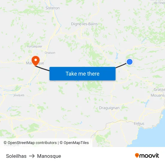Soleilhas to Manosque map