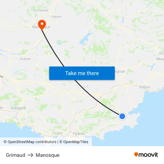 Grimaud to Manosque map