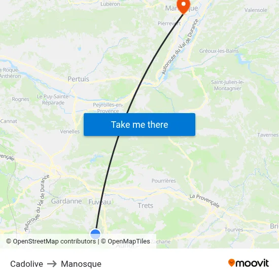 Cadolive to Manosque map