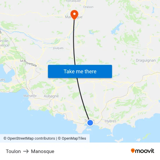 Toulon to Manosque map